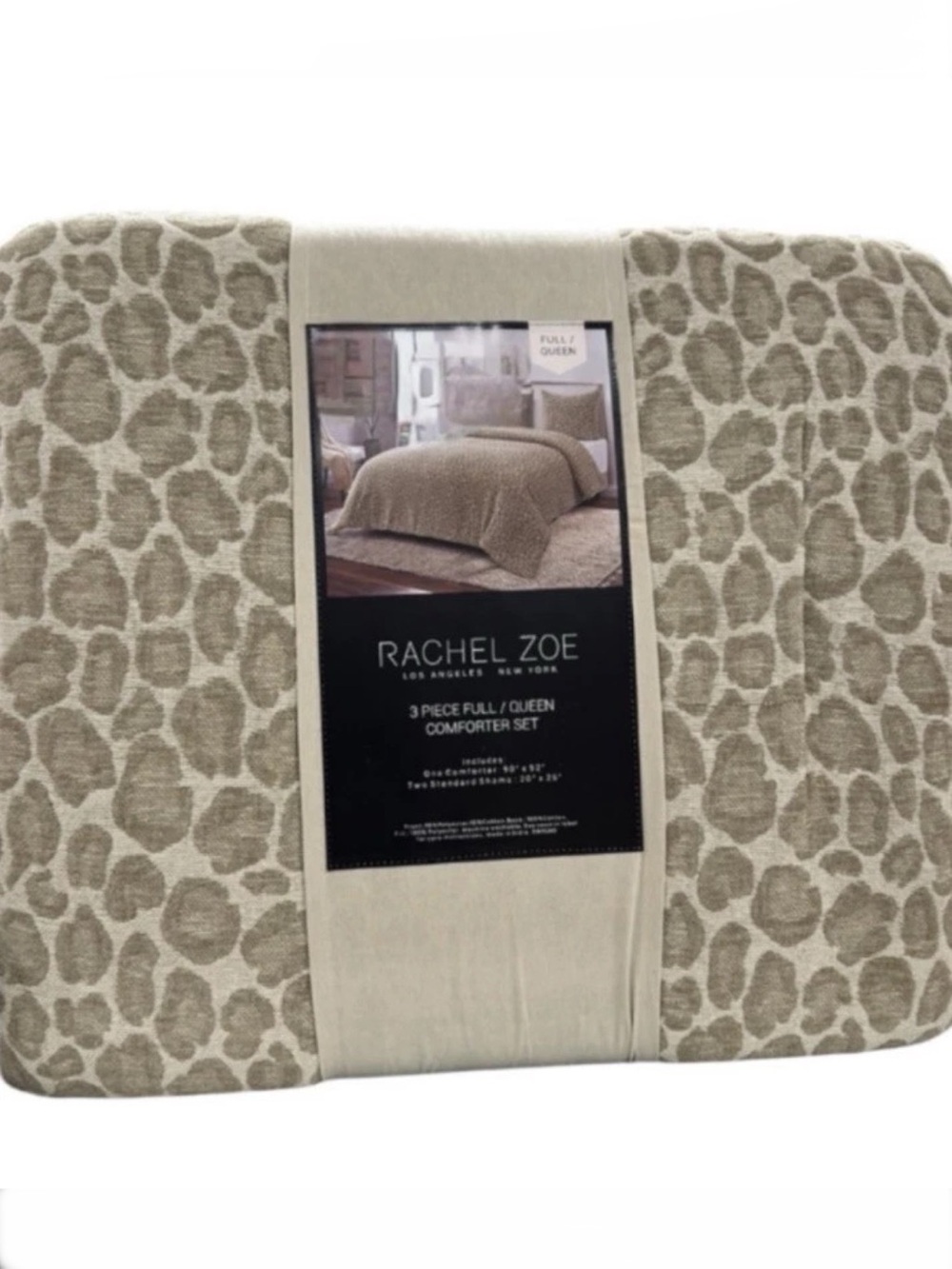 Rachel Zoe Tan Animal Print Full Queen Comforter Set 90”x92”